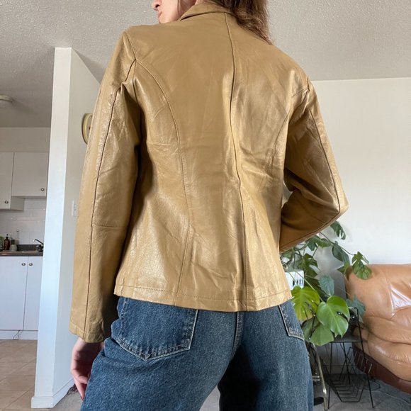 Vintage Genuine Light Brown Leather Ladies Jacket SIZE S/M - Picture 3 of 3